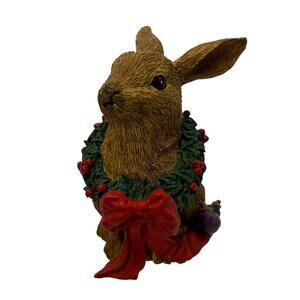 Silver Deer by Tom Rubel, Christmas Animal Collection, Bunny with Wreath Red Bow